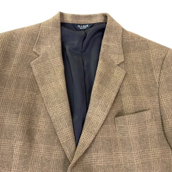 Jos.A.Bank Mens Tan Camelhair Plaid 2-Button Blazer Jacket Classic Fit Size 46R - Picture 3 of 10